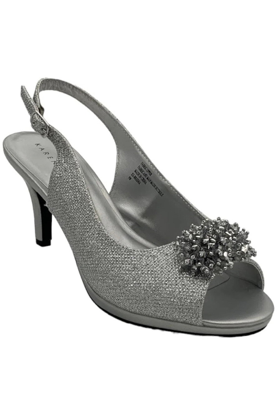 Karen Scott Breena Slingback Peep-Toe Pumps Silver - Wide